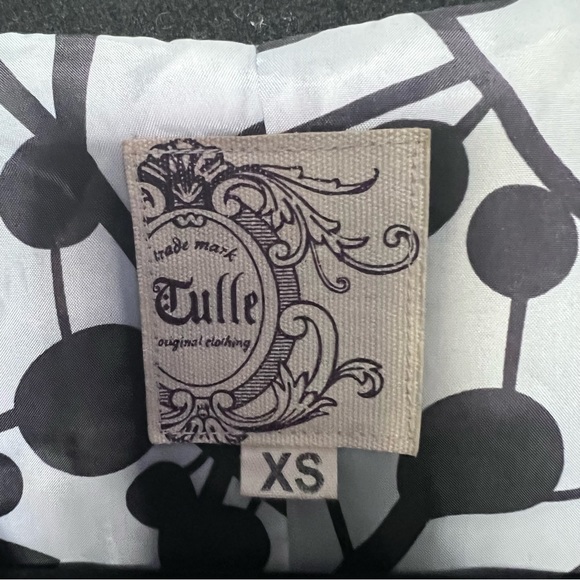 Tulle black wool 3/4 length coat. Size XS. Lined. - Picture 5 of 5